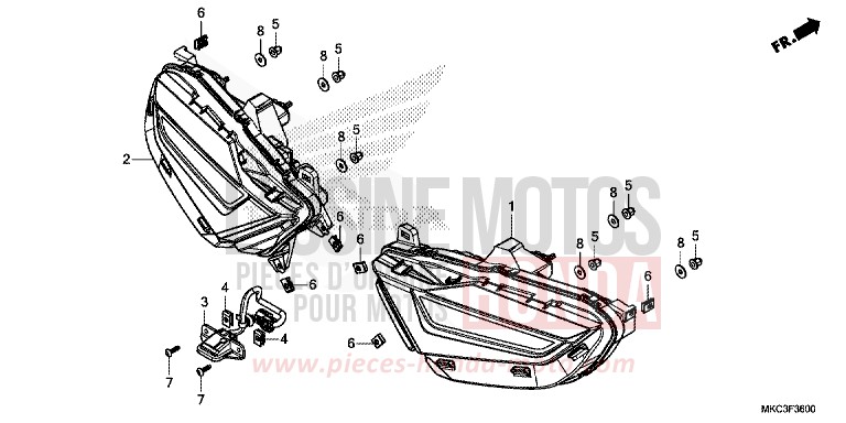 REAR COMBINATION LIGHT for Gold Wing CANDY ARDENT RED (R367) from 2018